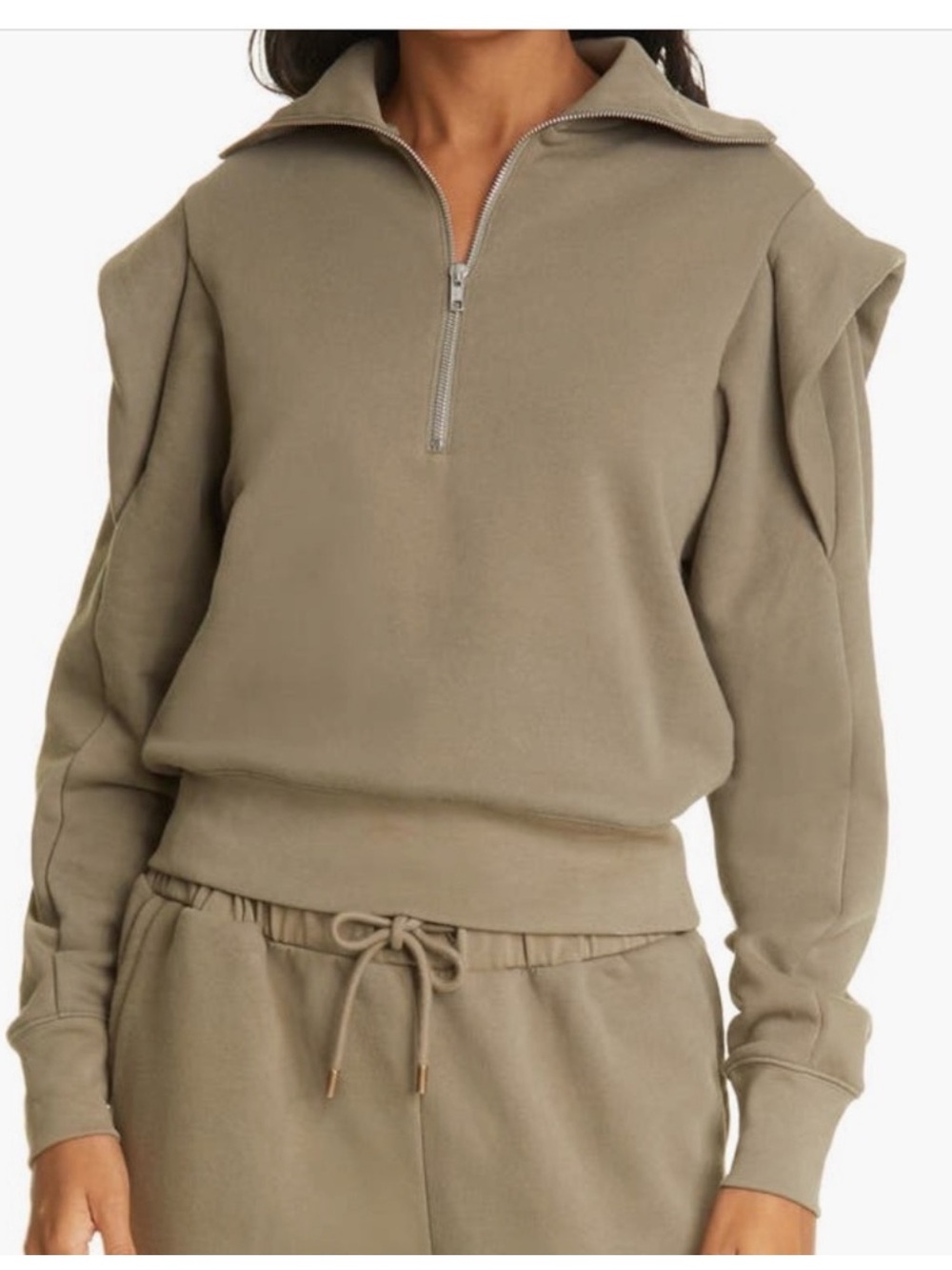 FRAME Denim women’s Military Shoulder Detail Half Zip Sweatshirt Sz Small - Picture 1 of 8